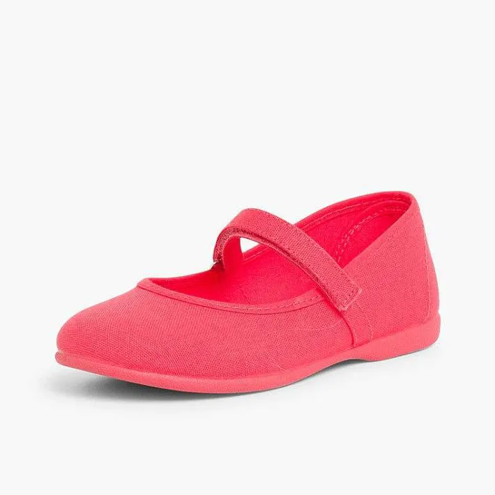 Pisamonas Mary Janes>Girls Riptape Canvas Mary Janes