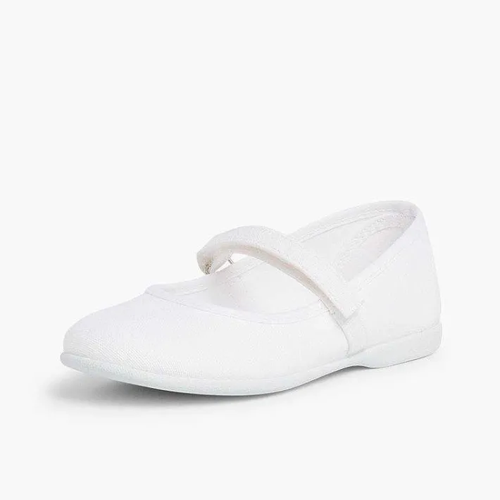 Pisamonas Mary Janes>Girls Riptape Canvas Mary Janes