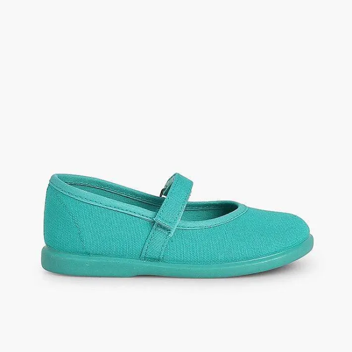 Pisamonas Mary Janes>Girls Riptape Canvas Mary Janes