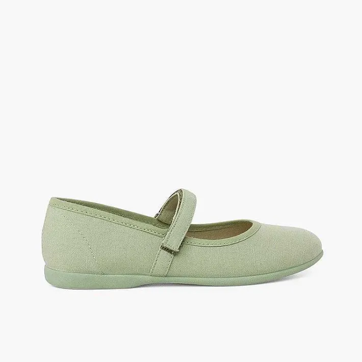 Pisamonas Mary Janes>Girls Riptape Canvas Mary Janes