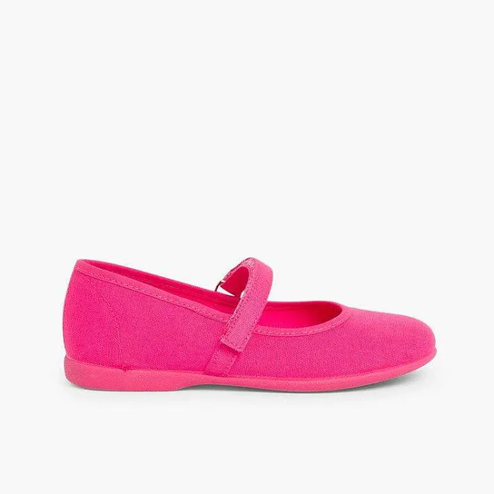 Pisamonas Mary Janes>Girls Riptape Canvas Mary Janes