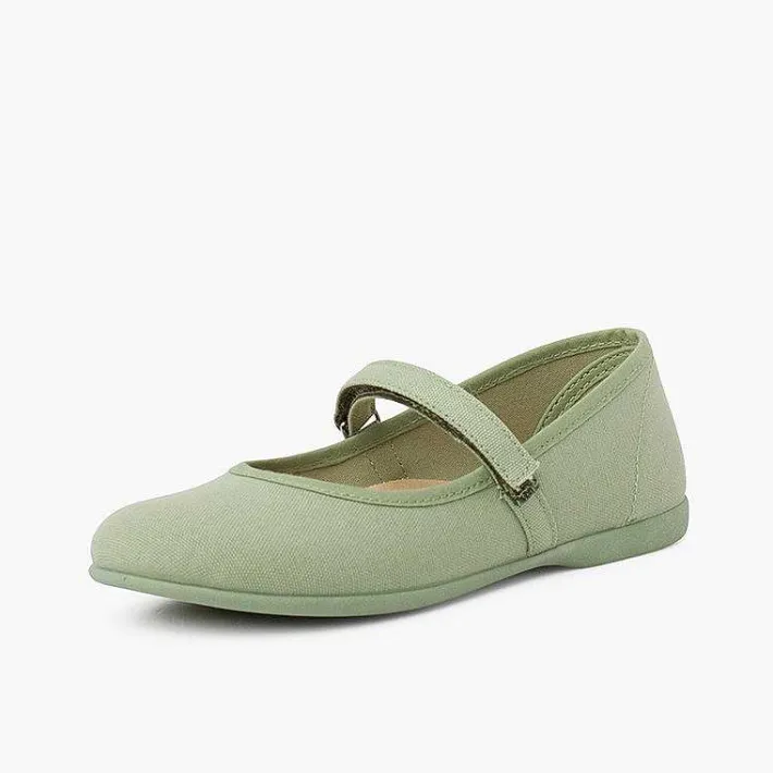 Pisamonas Mary Janes>Girls Riptape Canvas Mary Janes