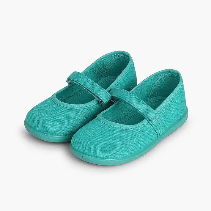 Pisamonas Mary Janes>Girls Riptape Canvas Mary Janes