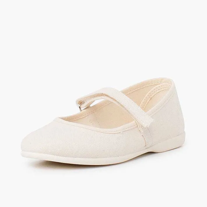 Pisamonas Mary Janes>Girls Riptape Canvas Mary Janes