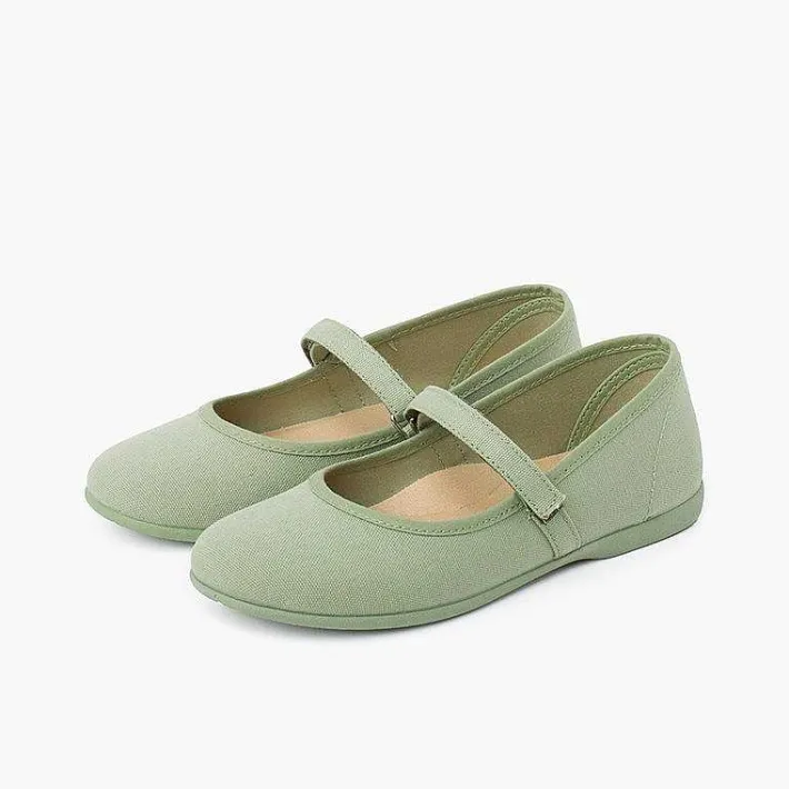 Pisamonas Mary Janes>Girls Riptape Canvas Mary Janes