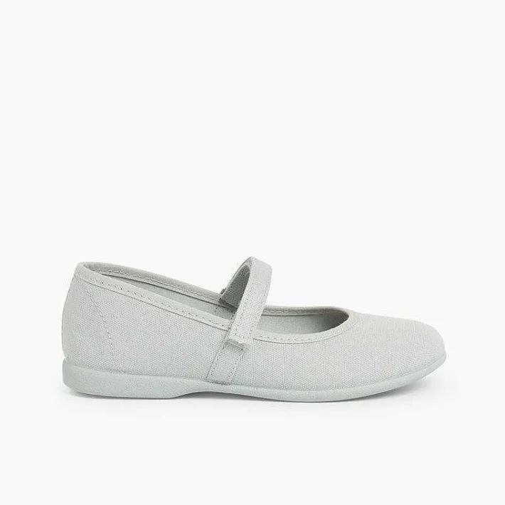 Pisamonas Mary Janes>Girls Riptape Canvas Mary Janes
