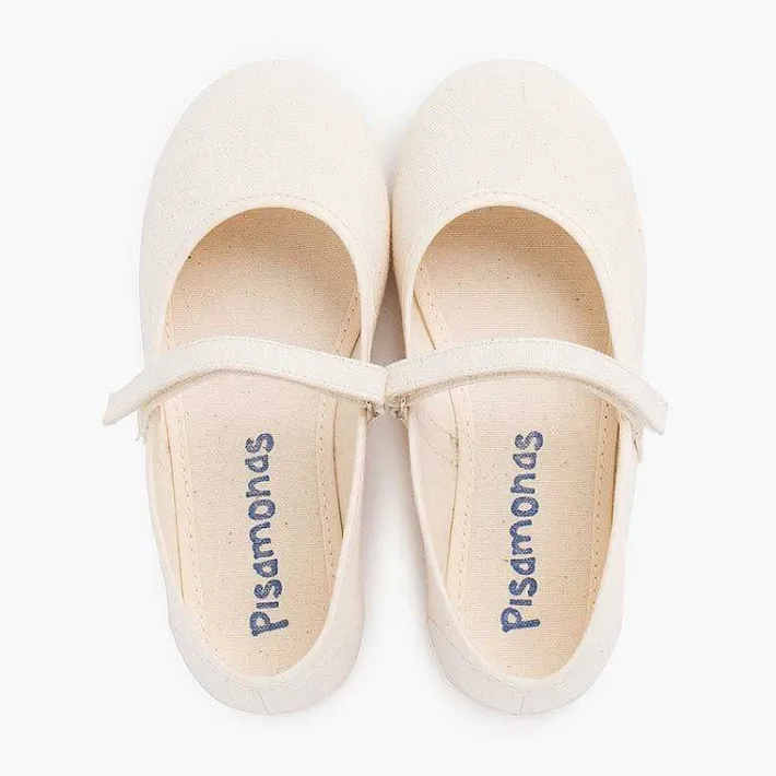 Pisamonas Mary Janes>Girls Riptape Canvas Mary Janes