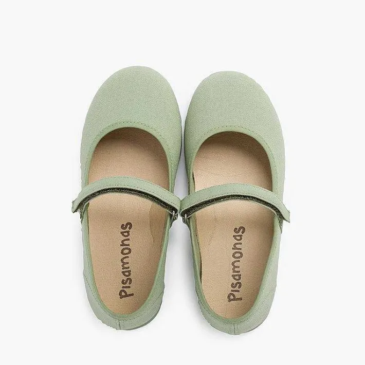 Pisamonas Mary Janes>Girls Riptape Canvas Mary Janes