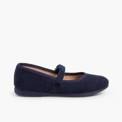 Pisamonas Mary Janes>Girls Riptape Faux Suede Mary Janes