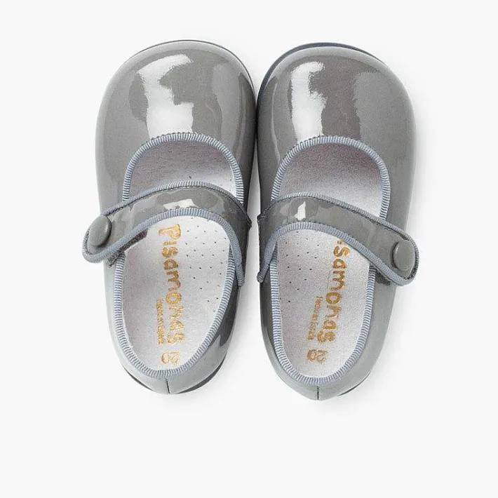 Pisamonas Mary Janes>Girl'S Riptape Patent Mary Janes
