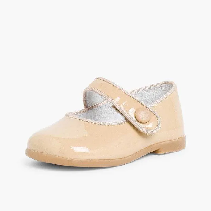 Pisamonas Mary Janes>Girl'S Riptape Patent Mary Janes