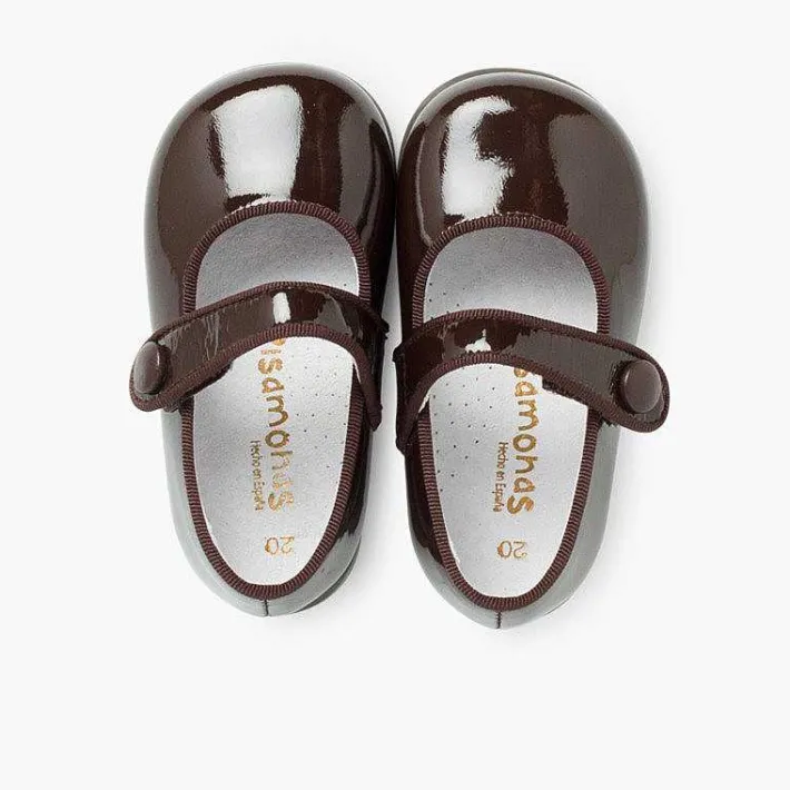 Pisamonas Mary Janes>Girl'S Riptape Patent Mary Janes