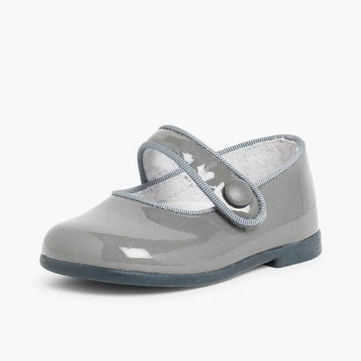 Pisamonas Mary Janes>Girl'S Riptape Patent Mary Janes