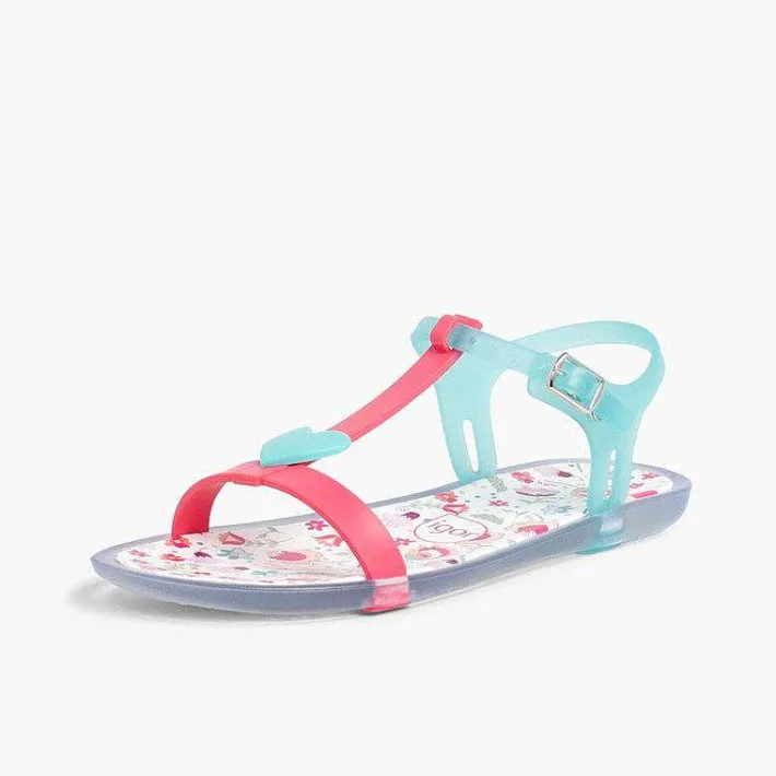 Pisamonas Jelly Sandals And Beachwear>Girls Rubber Sandals Tricia Love Colour Fuchsia And Aquamarine