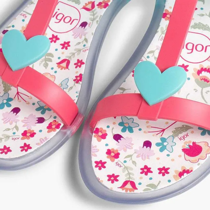 Pisamonas Jelly Sandals And Beachwear>Girls Rubber Sandals Tricia Love Colour Fuchsia And Aquamarine