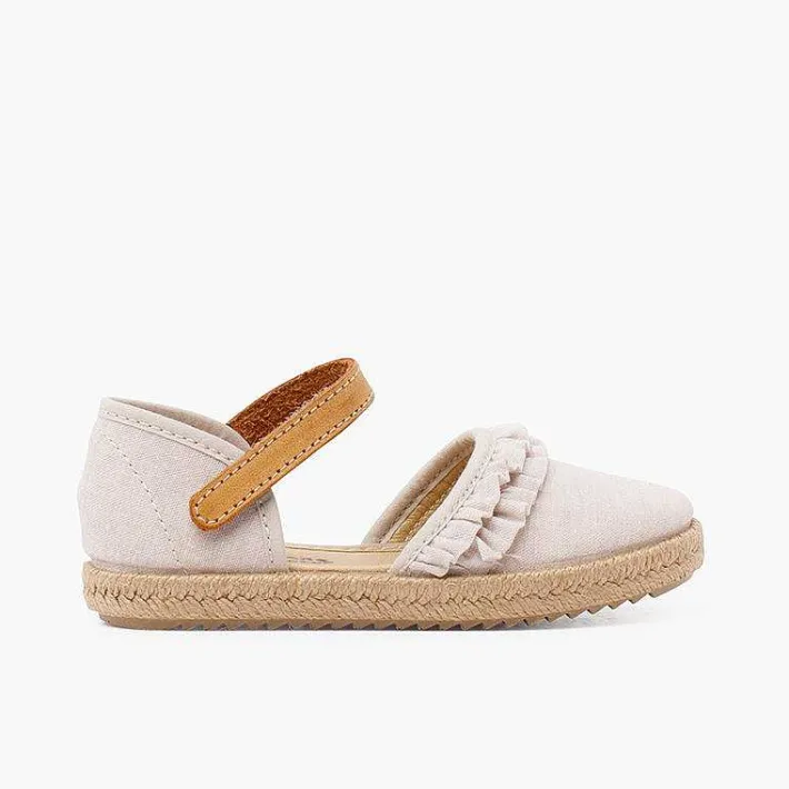 Pisamonas Espadrilles>Girl'S Ruffled Espadrilles With Adherent Leather Strap