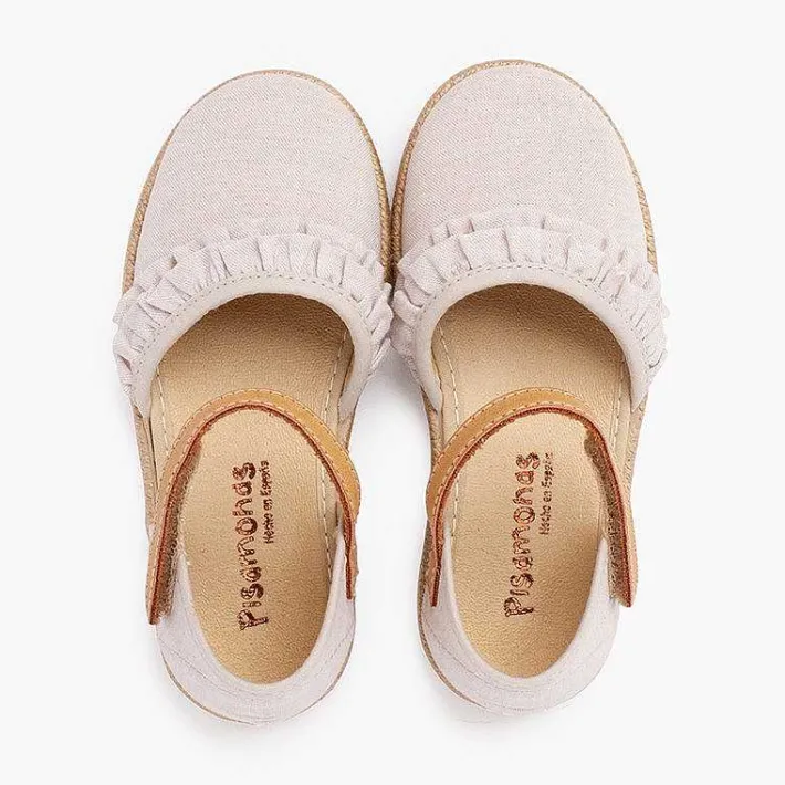 Pisamonas Espadrilles>Girl'S Ruffled Espadrilles With Adherent Leather Strap