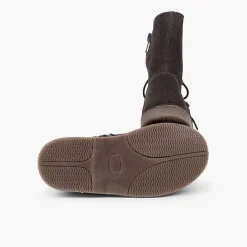 Pisamonas Boots>Girls Sheepskin Boots Criss-Cross Laces Zipper