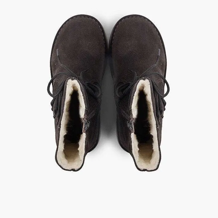 Pisamonas Boots>Girls Sheepskin Boots Criss-Cross Laces Zipper