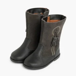 Pisamonas Boots>Girls Suede And Leather Tassel Boots