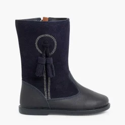 Pisamonas Boots>Girls Suede And Leather Tassel Boots