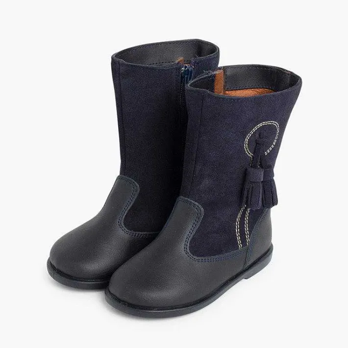 Pisamonas Boots>Girls Suede And Leather Tassel Boots