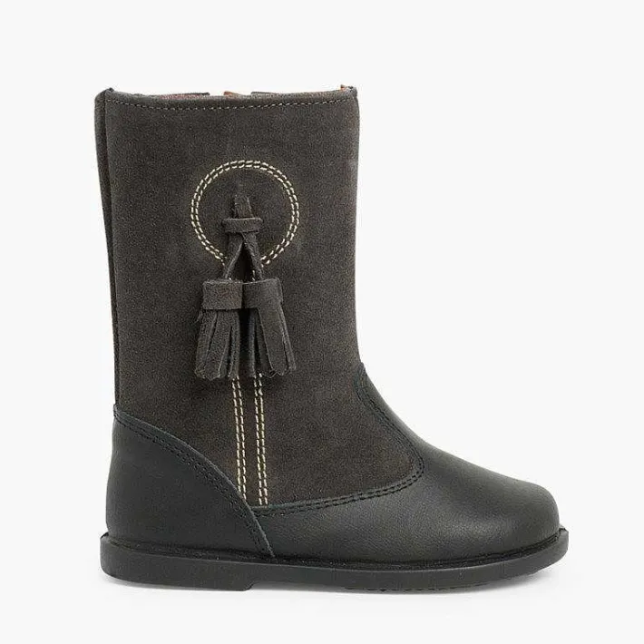 Pisamonas Boots>Girls Suede And Leather Tassel Boots
