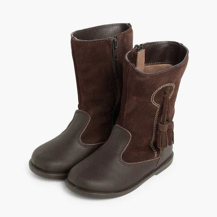 Pisamonas Boots>Girls Suede And Leather Tassel Boots