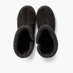Pisamonas Boots>Girls Suede And Wool Fold-Over Boots