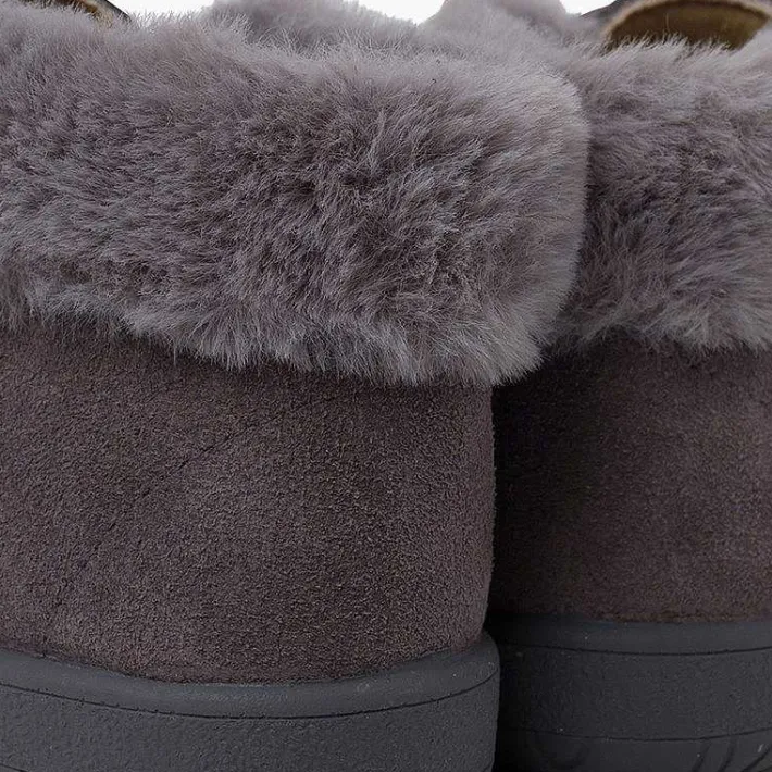 Pisamonas Boots>Girl'S Suede Booties With Fur Collar Satin Laces