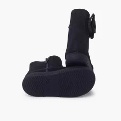 Pisamonas Boots>Girls Suede Boots With Big Side Bow