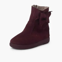 Pisamonas Boots>Girls Suede Boots With Big Side Bow