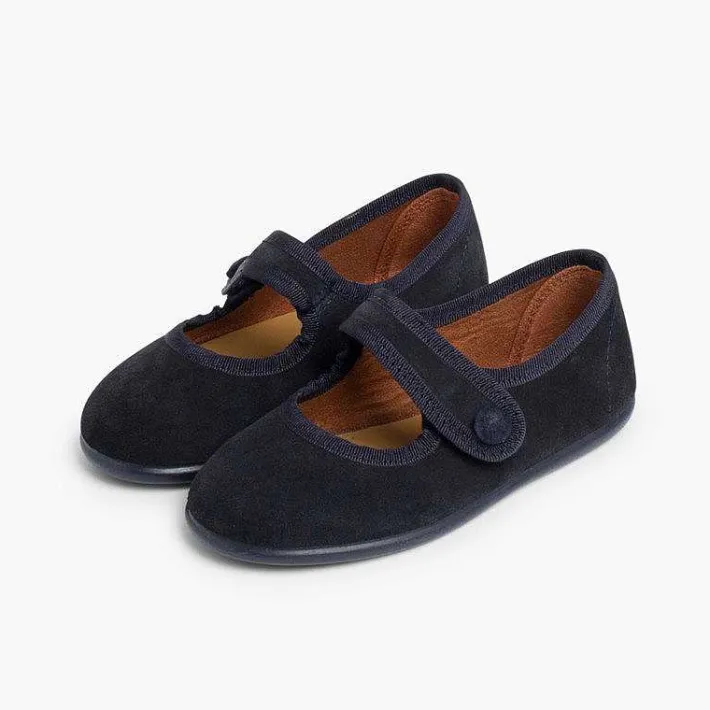 Pisamonas Mary Janes>Girls Suede Loop Fasteners Mary Jane Shoes