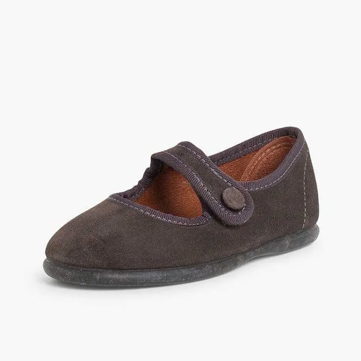 Pisamonas Mary Janes>Girls Suede Loop Fasteners Mary Jane Shoes