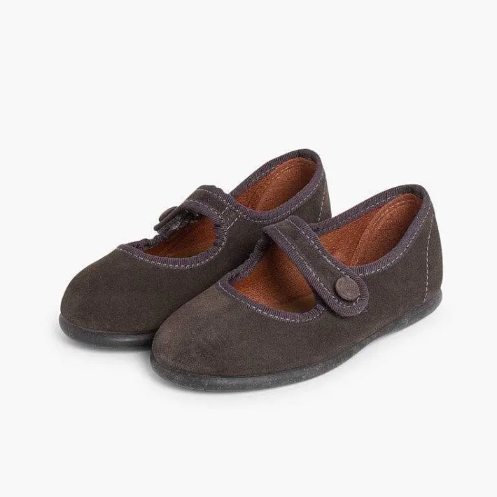Pisamonas Mary Janes>Girls Suede Loop Fasteners Mary Jane Shoes