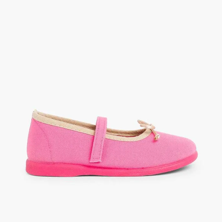 Pisamonas Mary Janes>Girls Thin Loop Fasteners Mary Janes With Ribbon