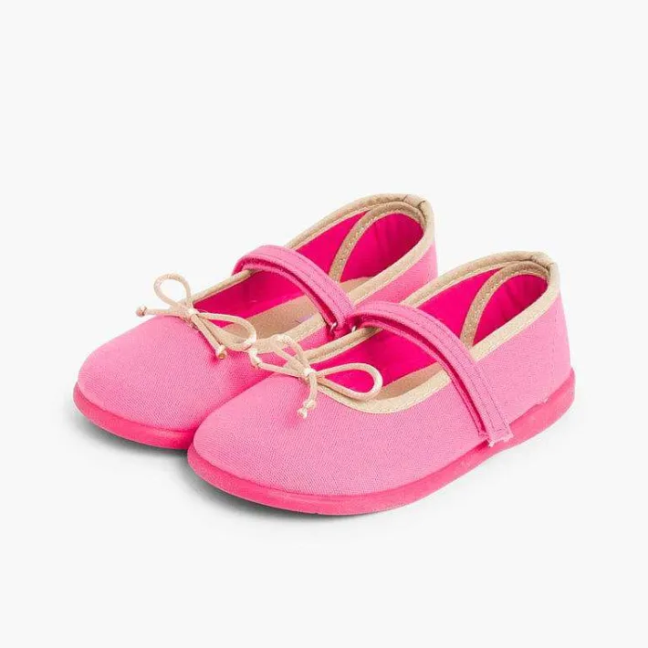 Pisamonas Mary Janes>Girls Thin Loop Fasteners Mary Janes With Ribbon