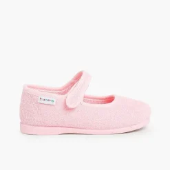 Pisamonas Slippers>Girls Towelling Boucle Mary Jane Slippers