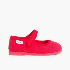 Pisamonas Slippers>Girls Towelling Boucle Mary Jane Slippers