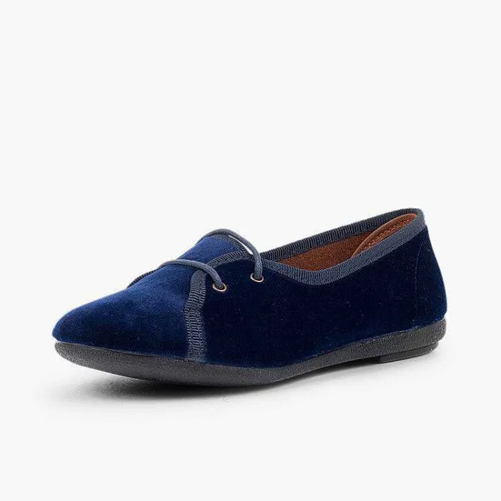 Pisamonas Brogues And Bluchers>Girls Velvet Court-Style Bluchers