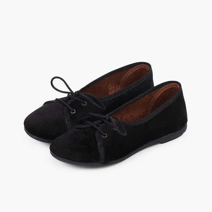 Pisamonas Brogues And Bluchers>Girls Velvet Court-Style Bluchers