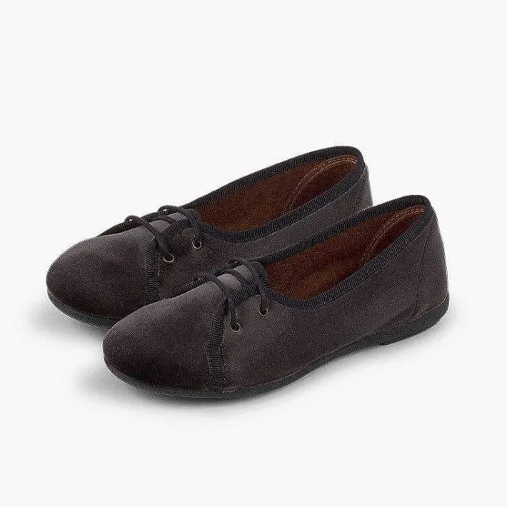 Pisamonas Brogues And Bluchers>Girls Velvet Court-Style Bluchers