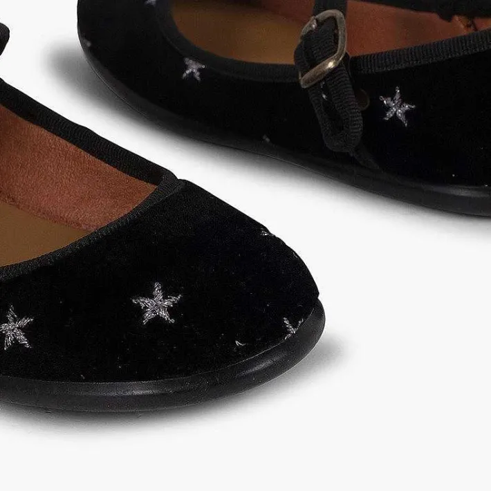 Pisamonas Mary Janes>Girls' Velvet Low-Vamp Mary Janes Little Stars