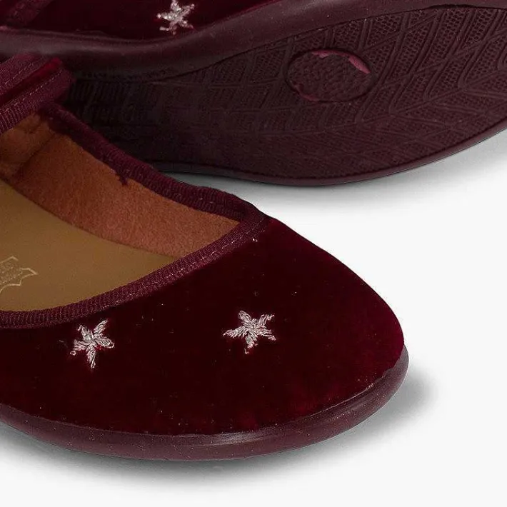 Pisamonas Mary Janes>Girls' Velvet Low-Vamp Mary Janes Little Stars