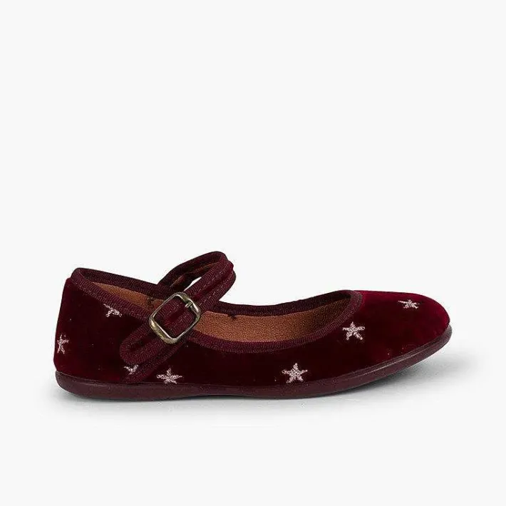 Pisamonas Mary Janes>Girls' Velvet Low-Vamp Mary Janes Little Stars