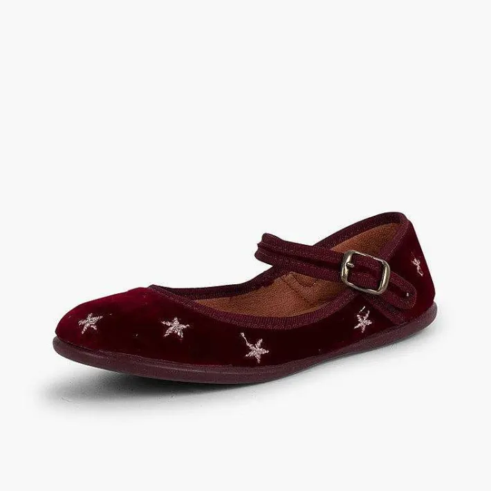 Pisamonas Mary Janes>Girls' Velvet Low-Vamp Mary Janes Little Stars