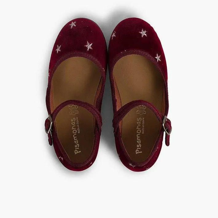 Pisamonas Mary Janes>Girls' Velvet Low-Vamp Mary Janes Little Stars