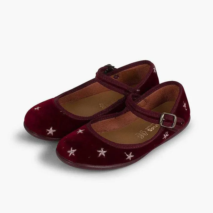 Pisamonas Mary Janes>Girls' Velvet Low-Vamp Mary Janes Little Stars
