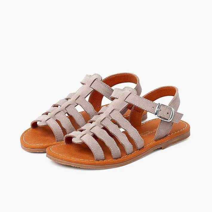 Pisamonas Sandals>Gladiator Suede Sandals With Buckle Closure