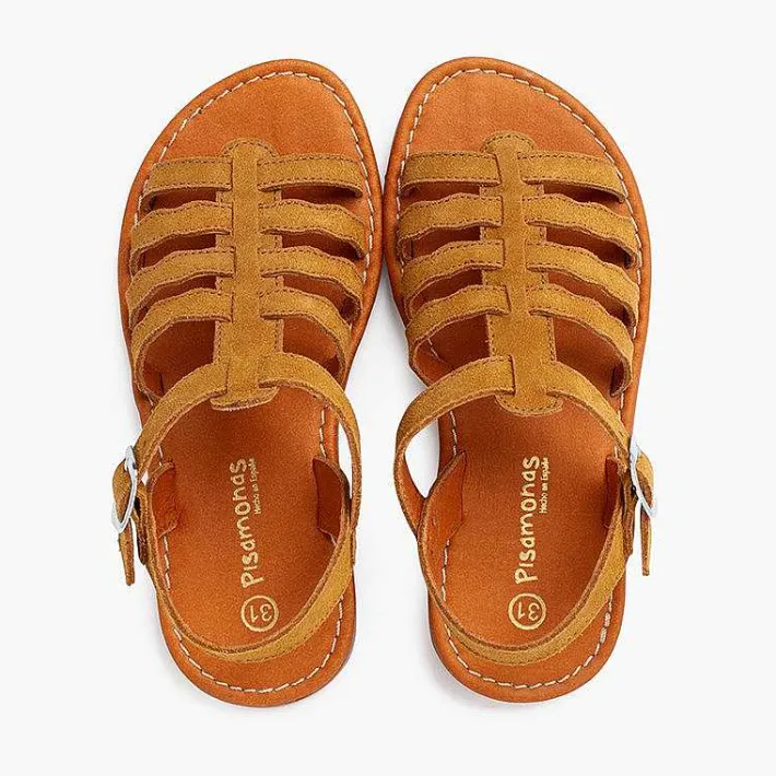 Pisamonas Sandals>Gladiator Suede Sandals With Buckle Closure